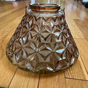 Amber Textured Glass Lantern Vase -